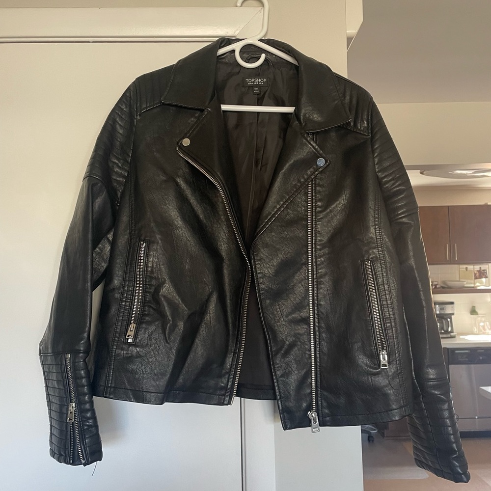 Black topshop leather jacket